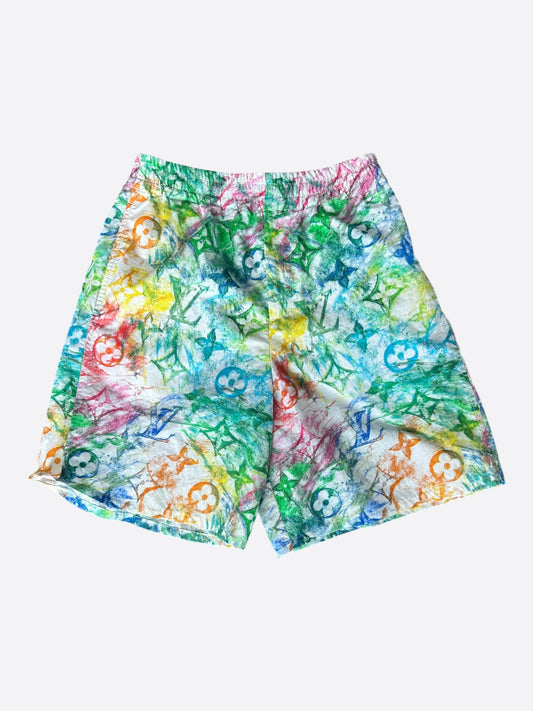 Louis Vuitton White Multicolor Pastel Monogram Swimshorts