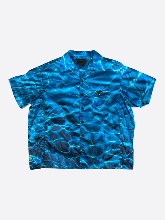 Prada Blue Oceanic Button Up Shirt