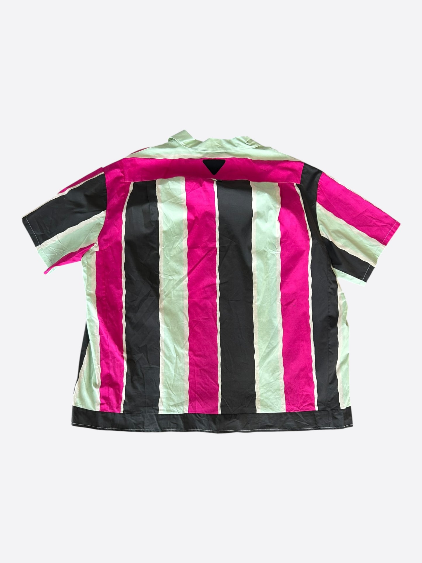 Prada Pink & Multicolor Striped Logo Button Up Shirt