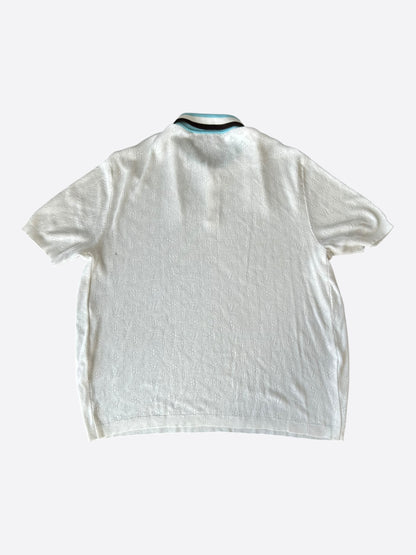 Louis Vuitton White & Blue Perforated Monogram Knit Polo T-Shirt
