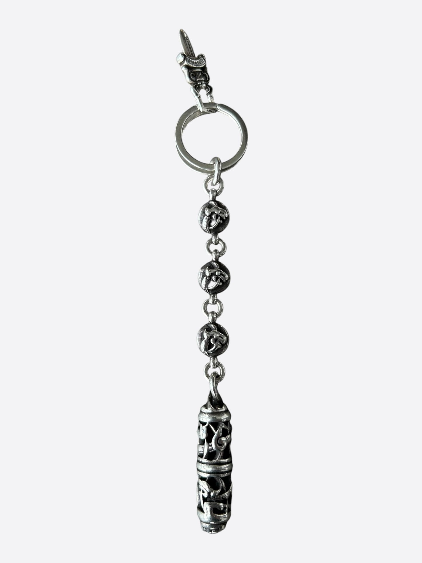 Chrome Hearts Silver Celtic Roller & Dagger Keychain
