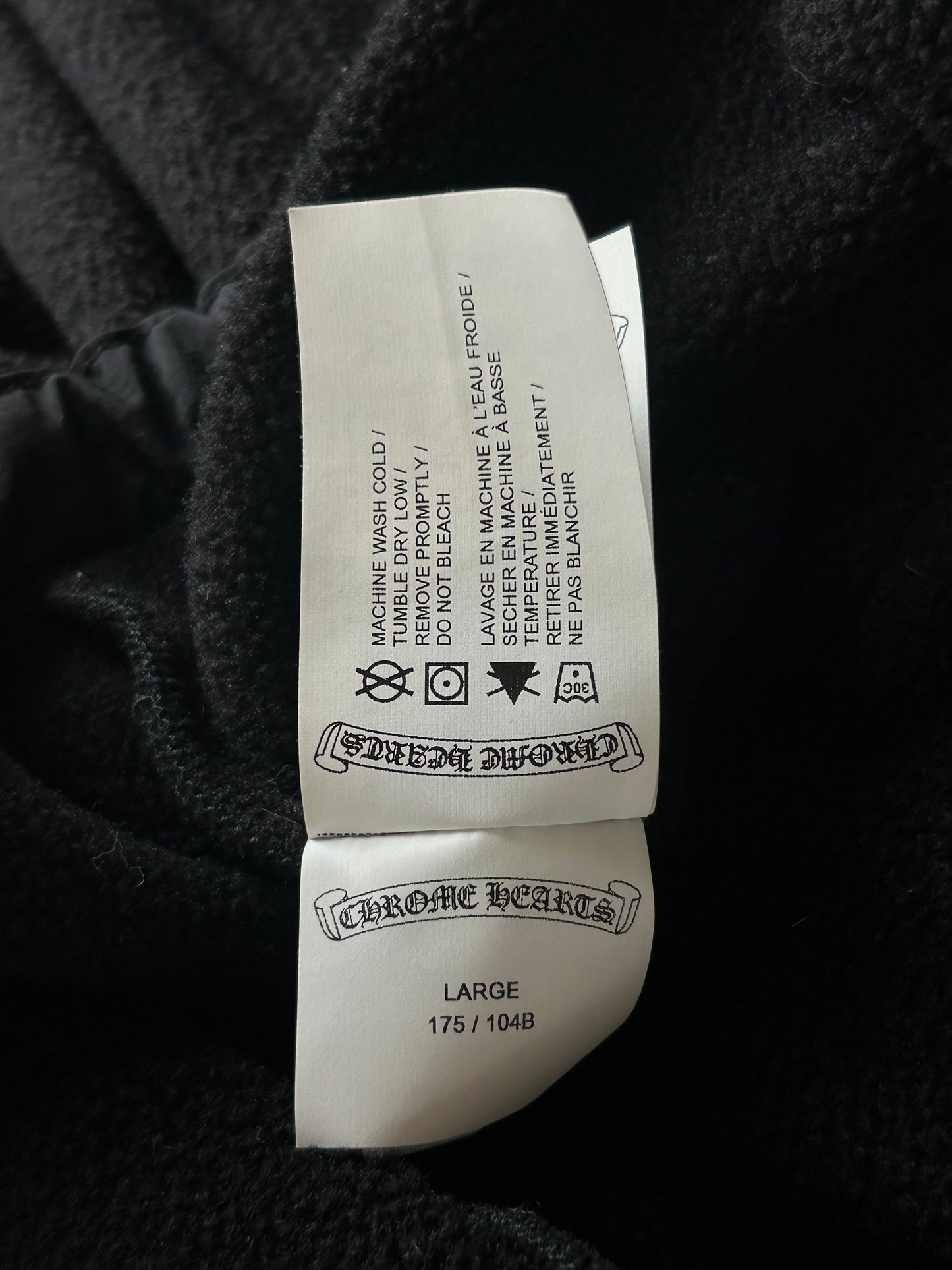 Chrome Hearts Black & White Embroidered Horseshoe Logo Fleece Hoodie