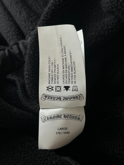 Chrome Hearts Black & White Embroidered Horseshoe Logo Fleece Hoodie