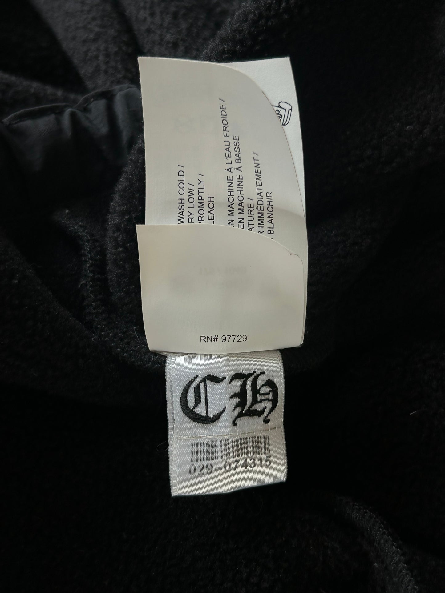 Chrome Hearts Black & White Embroidered Horseshoe Logo Fleece Hoodie