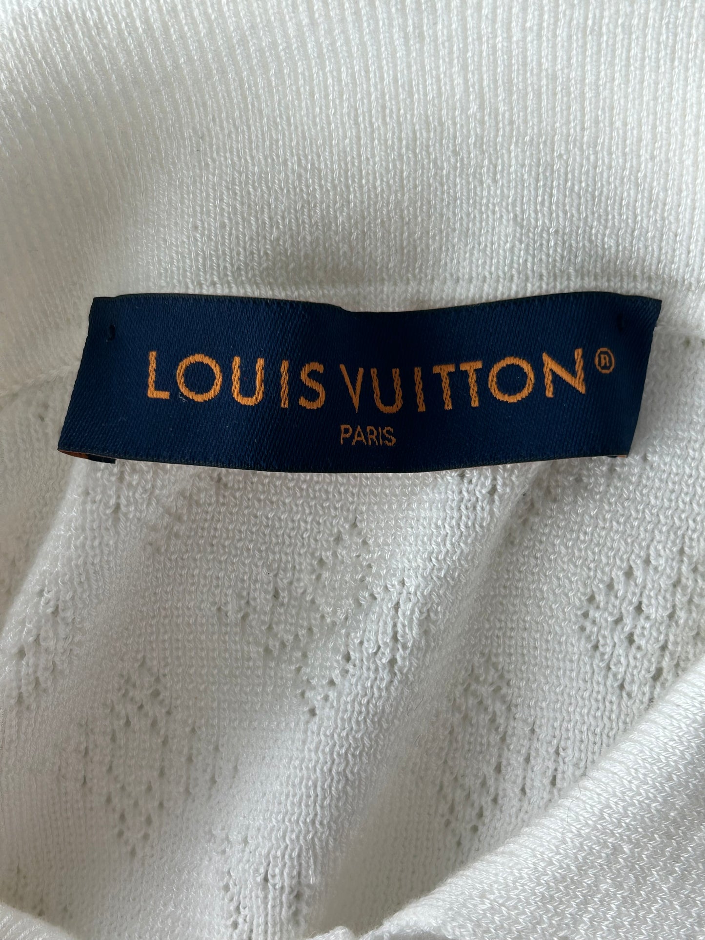 Louis Vuitton White Perforated Monogram Knit Shirt