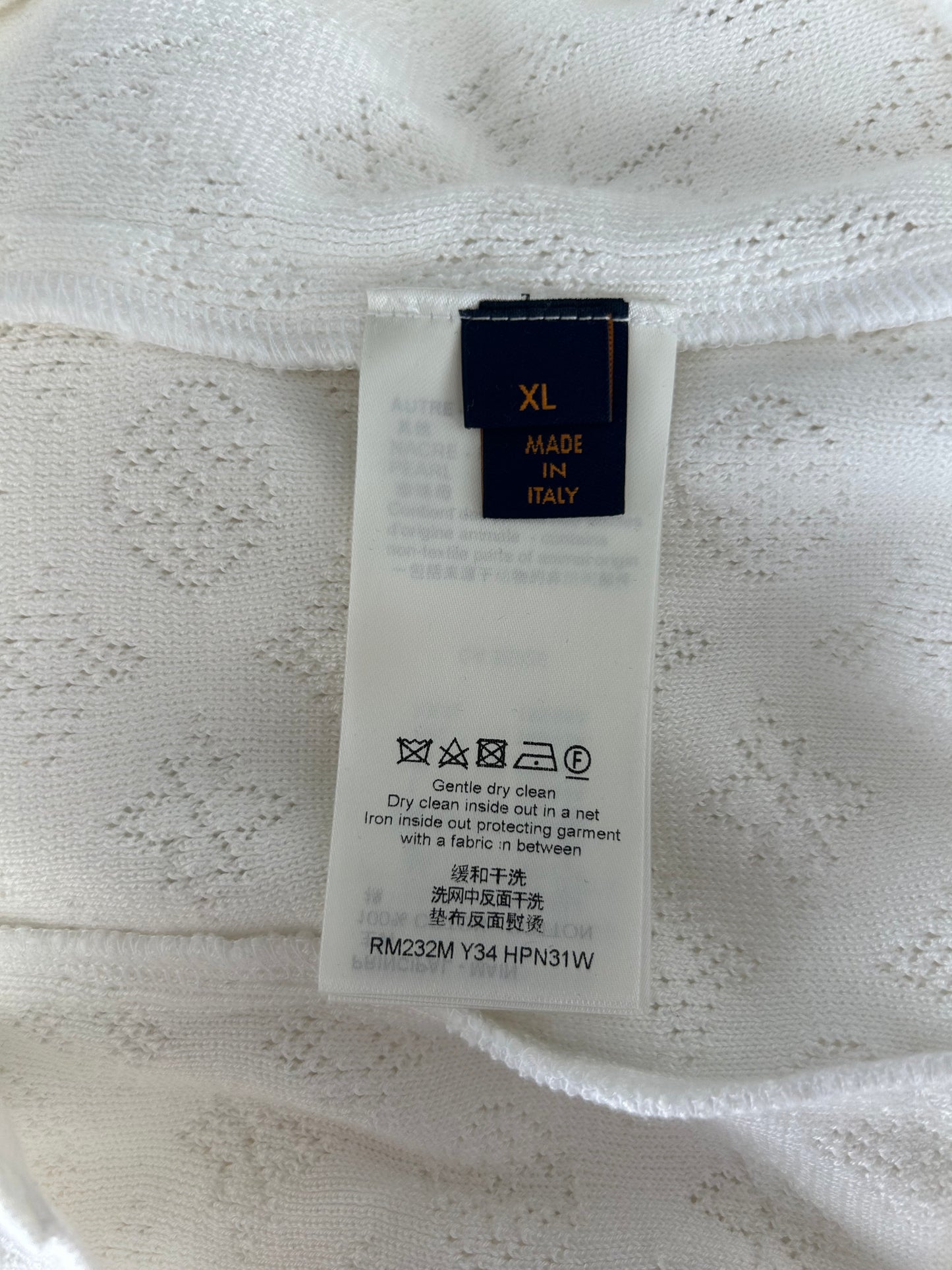 Louis Vuitton White Perforated Monogram Knit Shirt