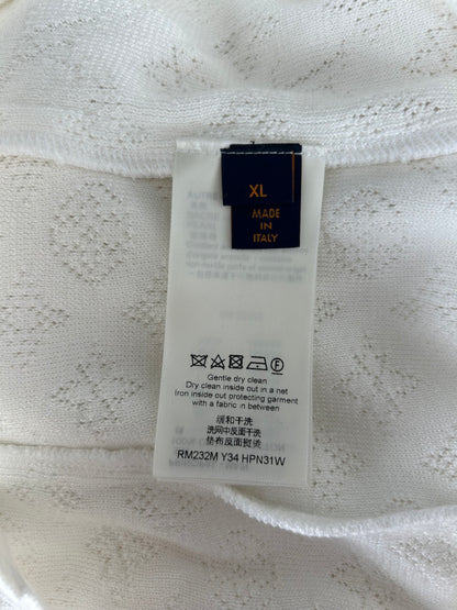Louis Vuitton White Perforated Monogram Knit Shirt