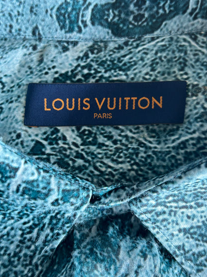 Louis Vuitton Blue & Green Marble Monogram Button Up Shirt