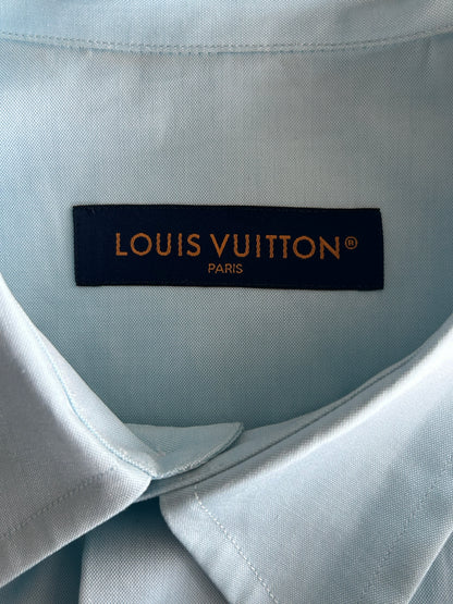 Louis Vuitton Light Blue Embroidered Logo Button Up Shirt