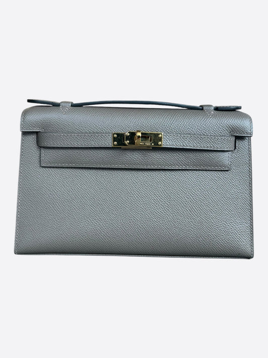 Hermes Grey Epsom & Gold Hardware Kelly Pochette
