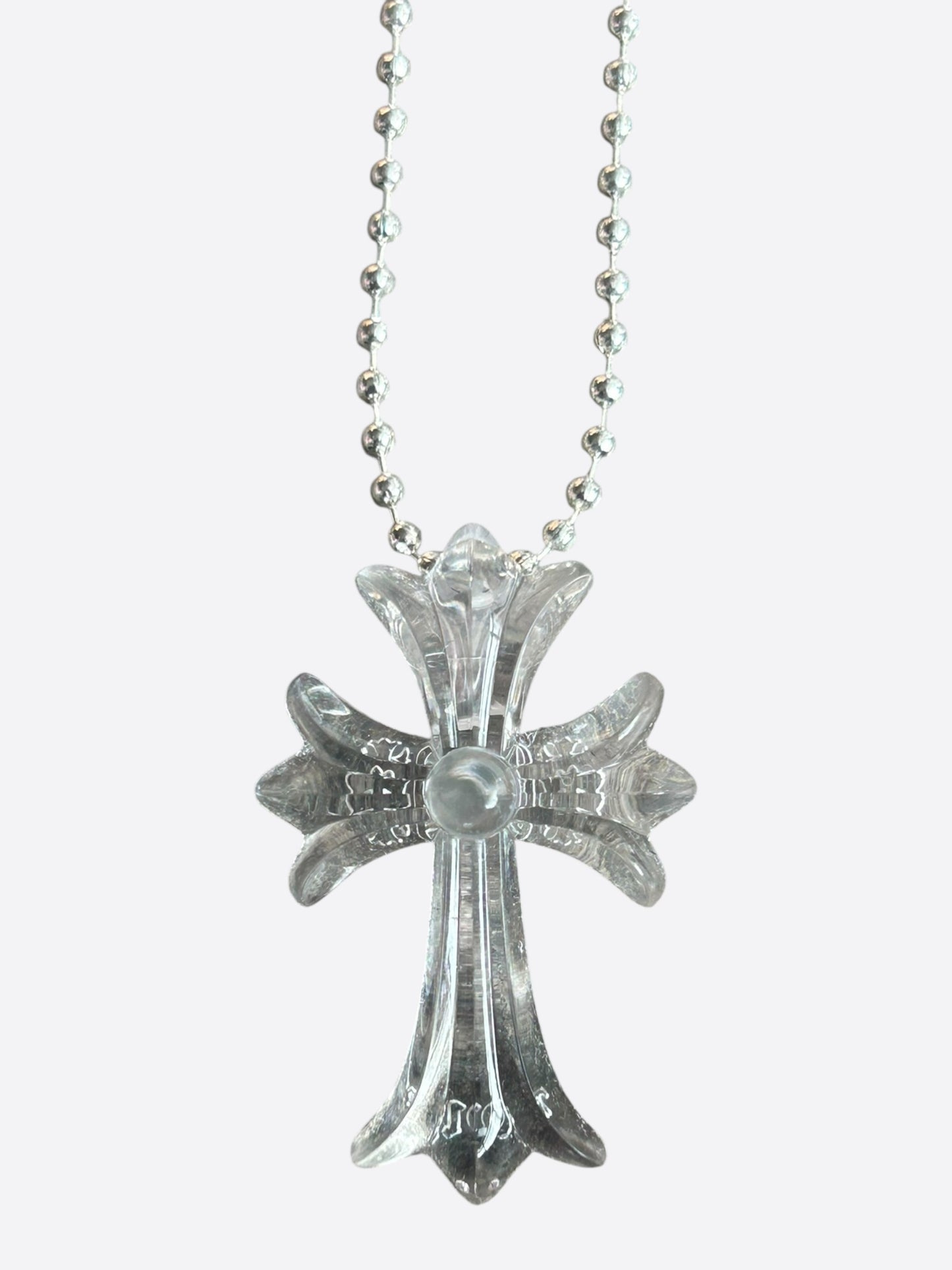 Chrome Hearts Transparent Silichrome Cross Necklace
