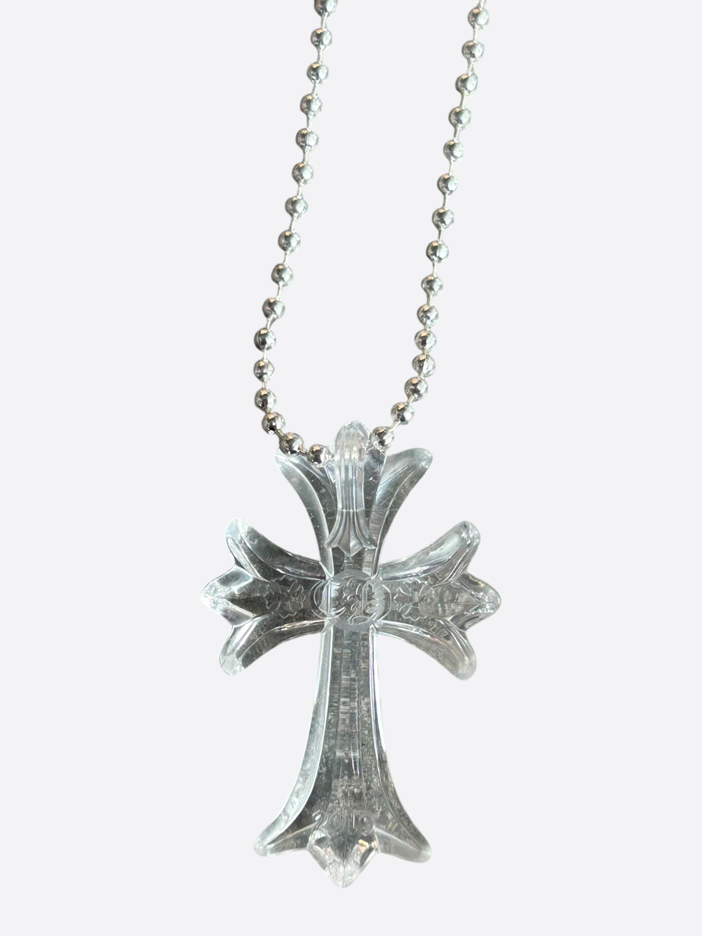 Chrome Hearts Transparent Silichrome Cross Necklace