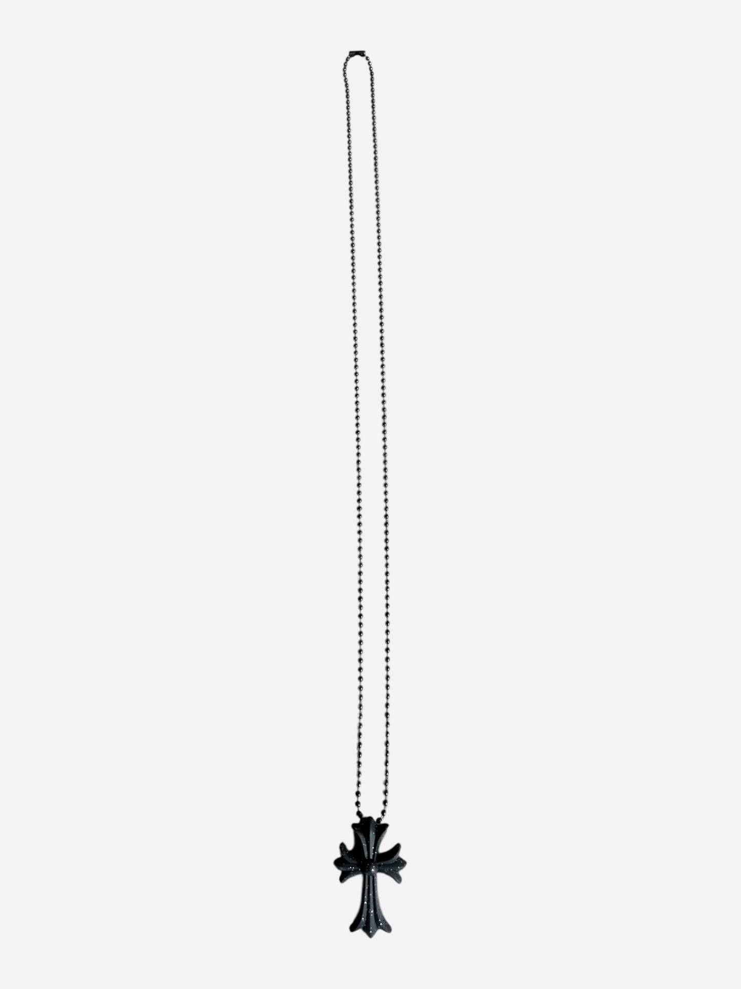 Chrome Hearts Black Glitter Silichrome Cross Necklace