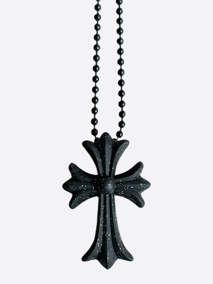Chrome Hearts Black Glitter Silichrome Cross Necklace