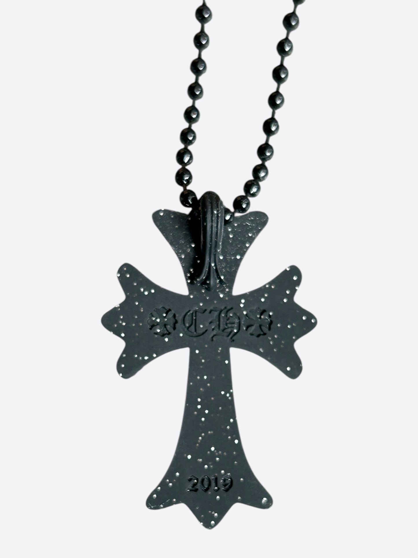 Chrome Hearts Black Glitter Silichrome Cross Necklace