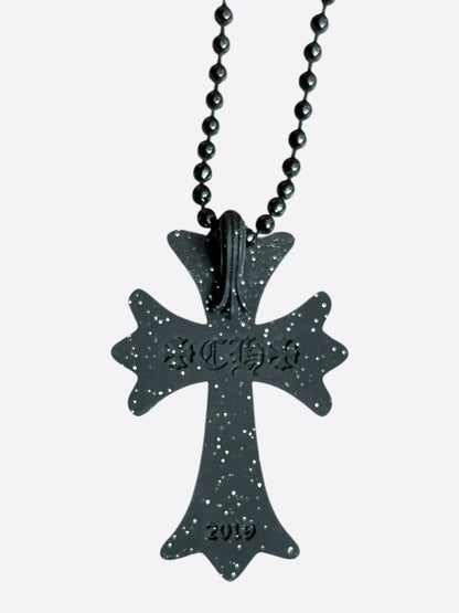 Chrome Hearts Black Glitter Silichrome Cross Necklace