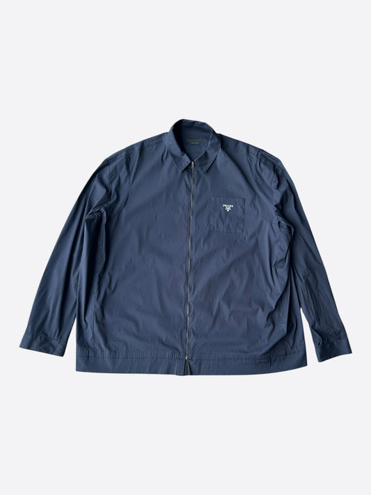 Prada Blue & White Logo Zip Up Windbreaker