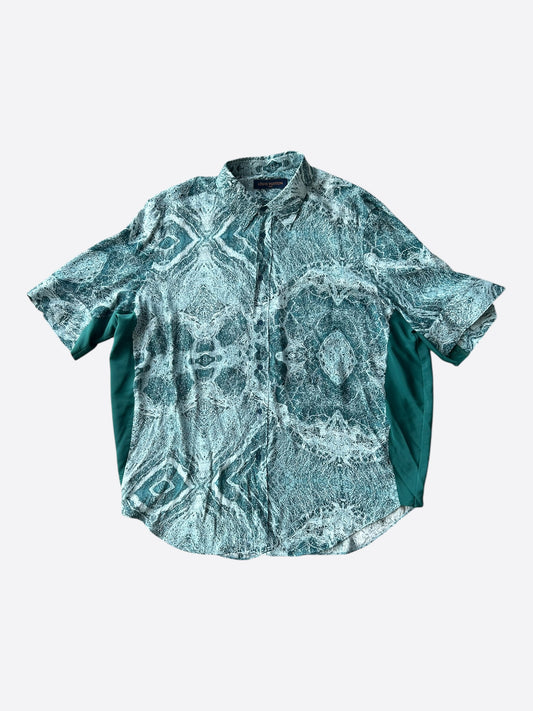 Louis Vuitton Blue & Green Marble Monogram Button Up Shirt