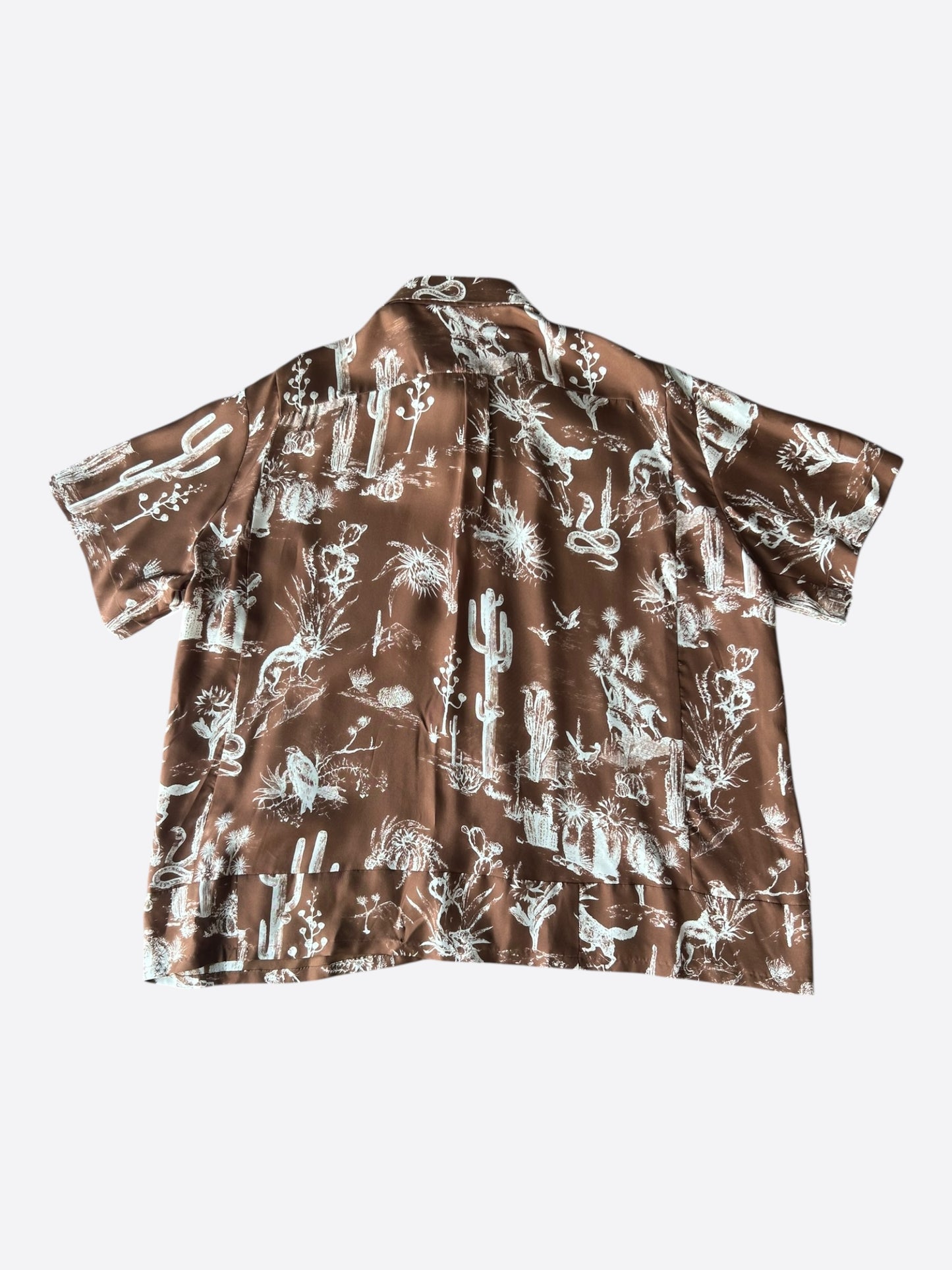 Dior Cactus Jack Brown & White Desert Print Silk Button Up Shirt