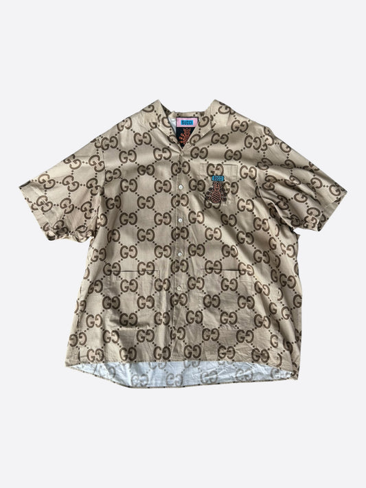 Gucci Tan & Brown GG Monogram Button Up Shirt