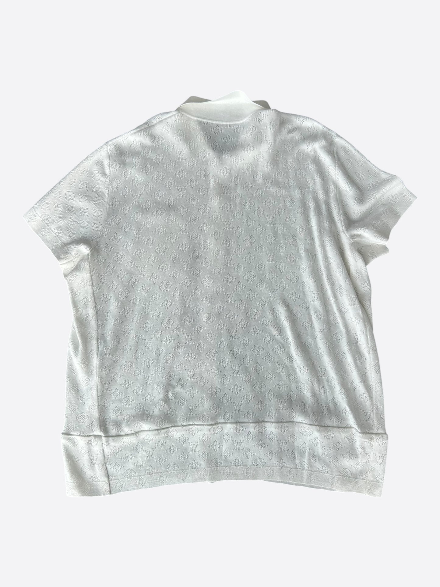 Louis Vuitton White Perforated Monogram Knit Shirt