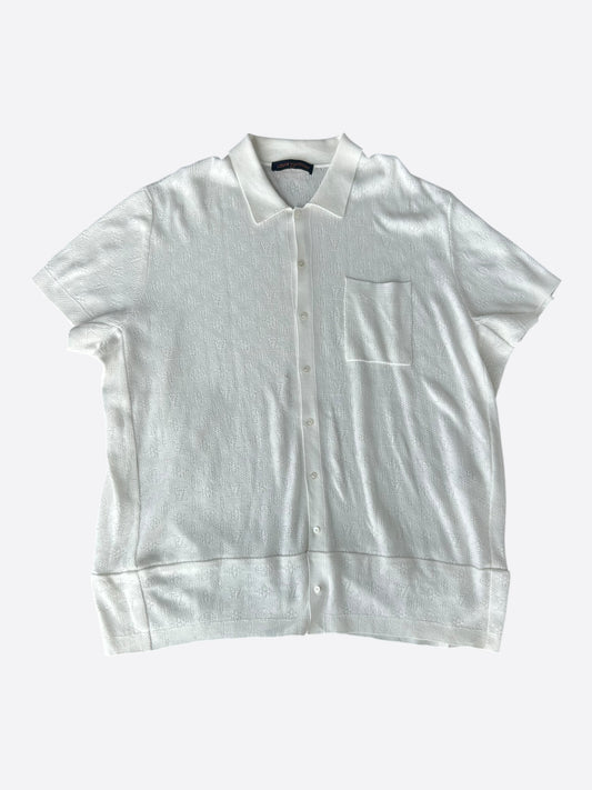 Louis Vuitton White Perforated Monogram Knit Shirt