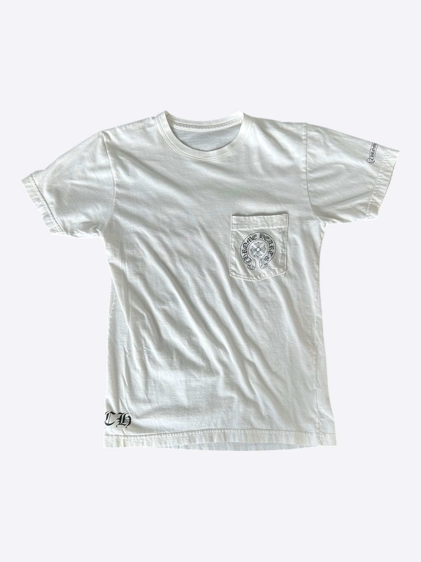 Chrome Hearts White & Black Floral Horseshoe Logo T-Shirt