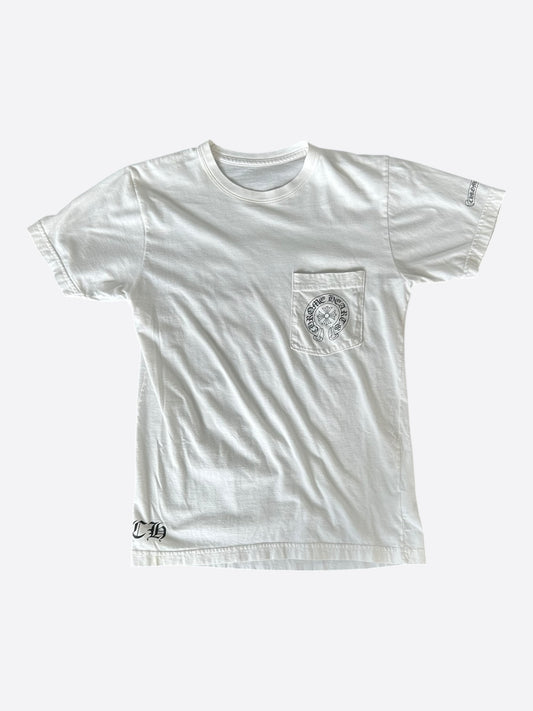 Chrome Hearts White & Black Floral Horseshoe Logo T-Shirt