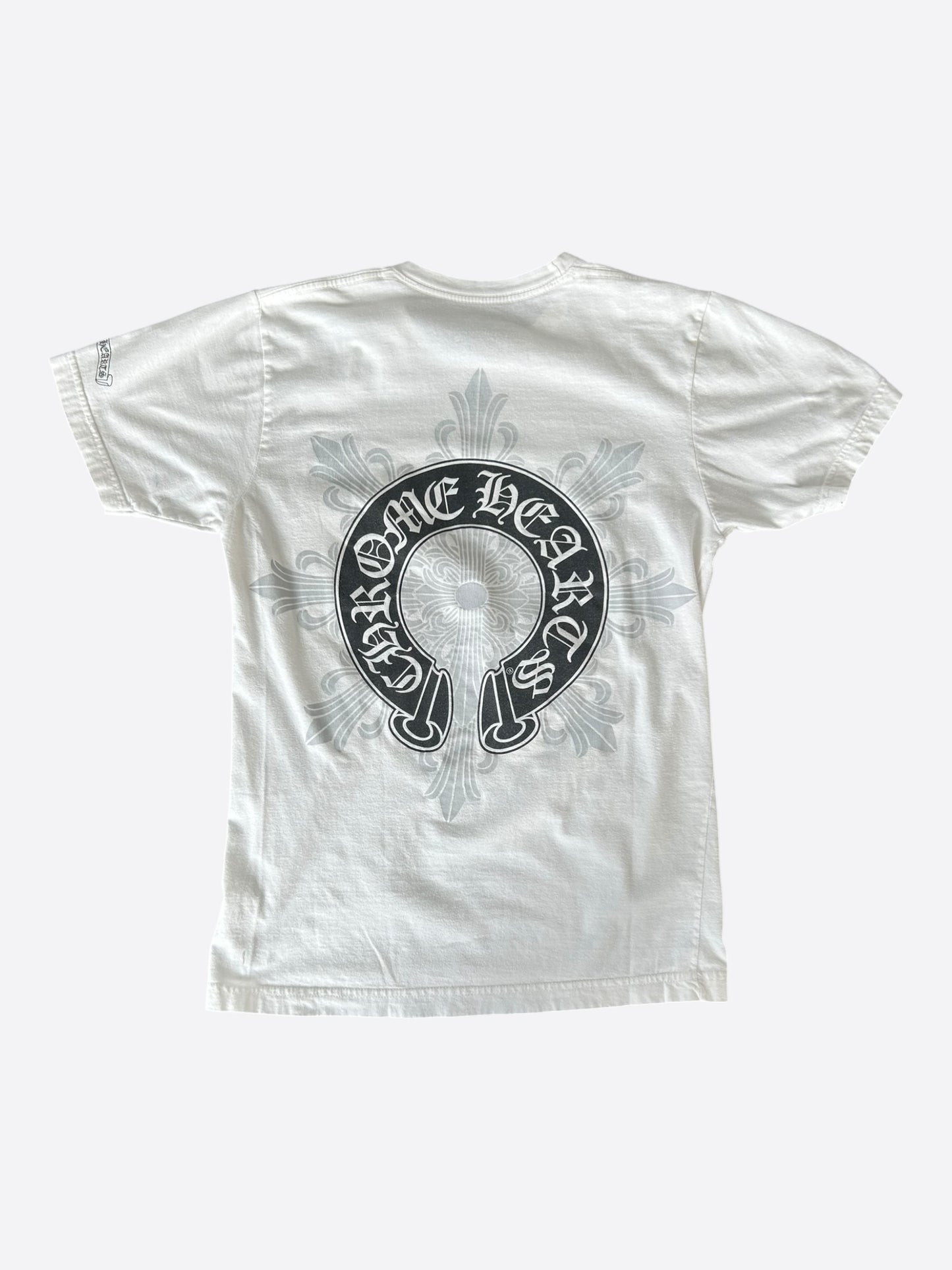 Chrome Hearts White & Black Floral Horseshoe Logo T-Shirt