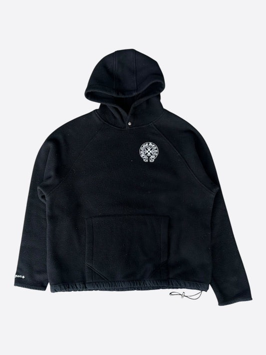 Chrome Hearts Black & White Embroidered Horseshoe Logo Fleece Hoodie