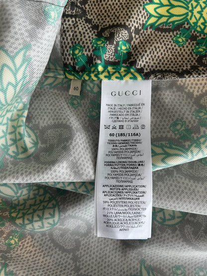 Gucci Beige & Green Pineapple GG Monogram Jacket