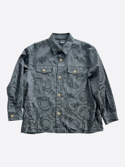 Versace Black Barocco Jacquard Overshirt