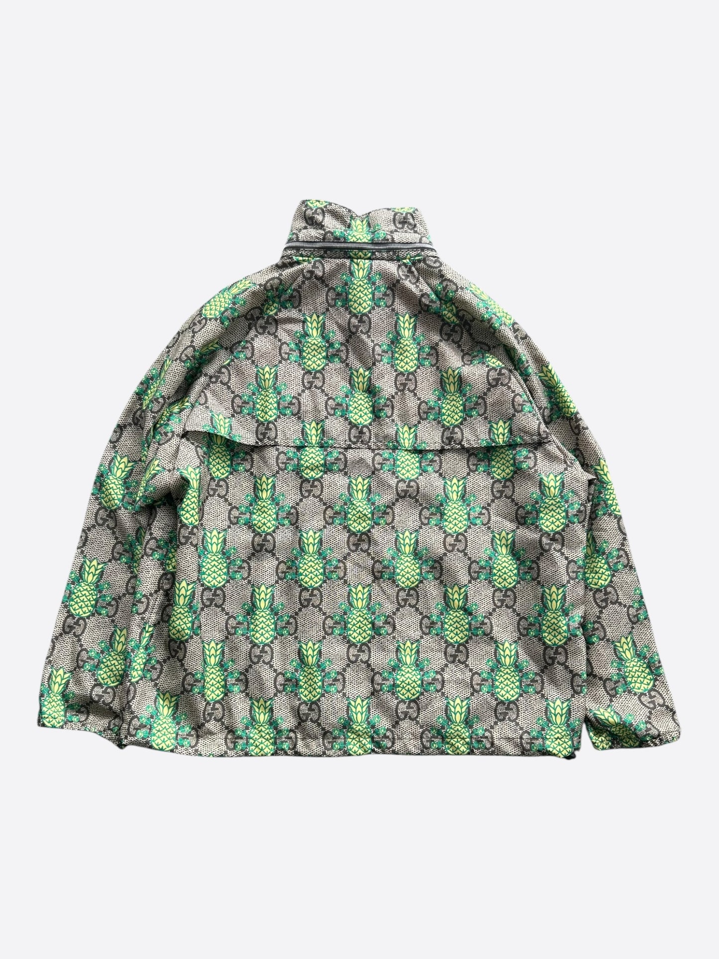 Gucci Beige & Green Pineapple GG Monogram Jacket