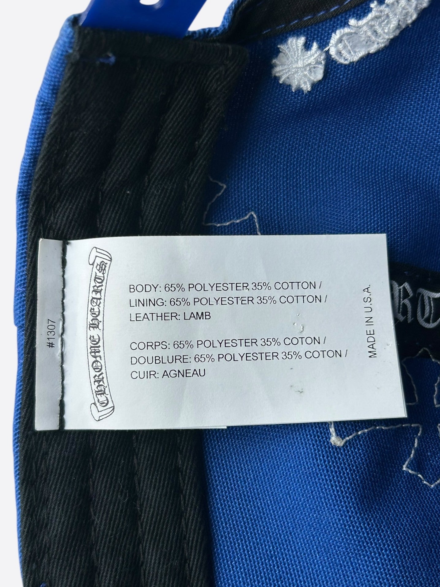 Chrome Hearts Blue & White Cross Patch Hat