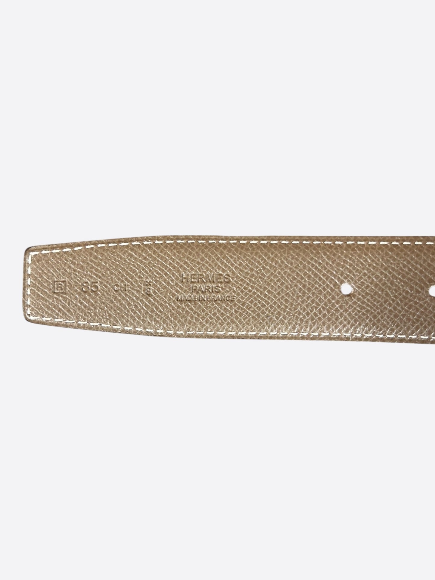 Hermes Etoupe & Black Palladium Reversible Constance Belt