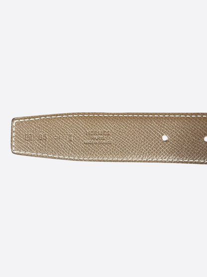 Hermes Etoupe & Black Palladium Reversible Constance Belt