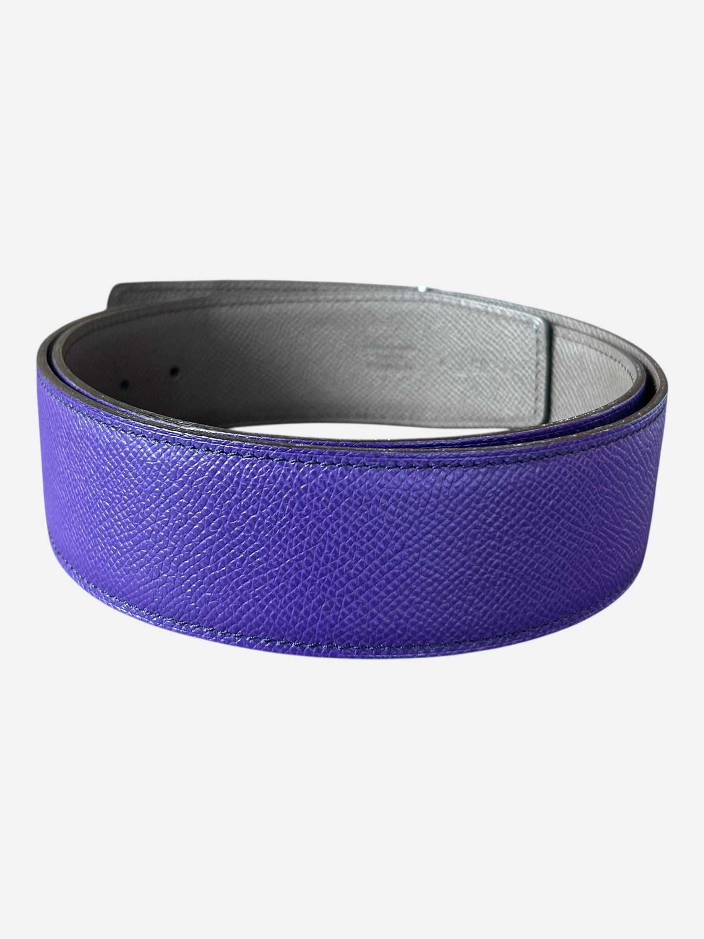 Hermes Purple & Grey Palladium Constance Reversible Belt