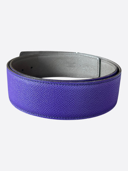 Hermes Purple & Grey Palladium Constance Reversible Belt