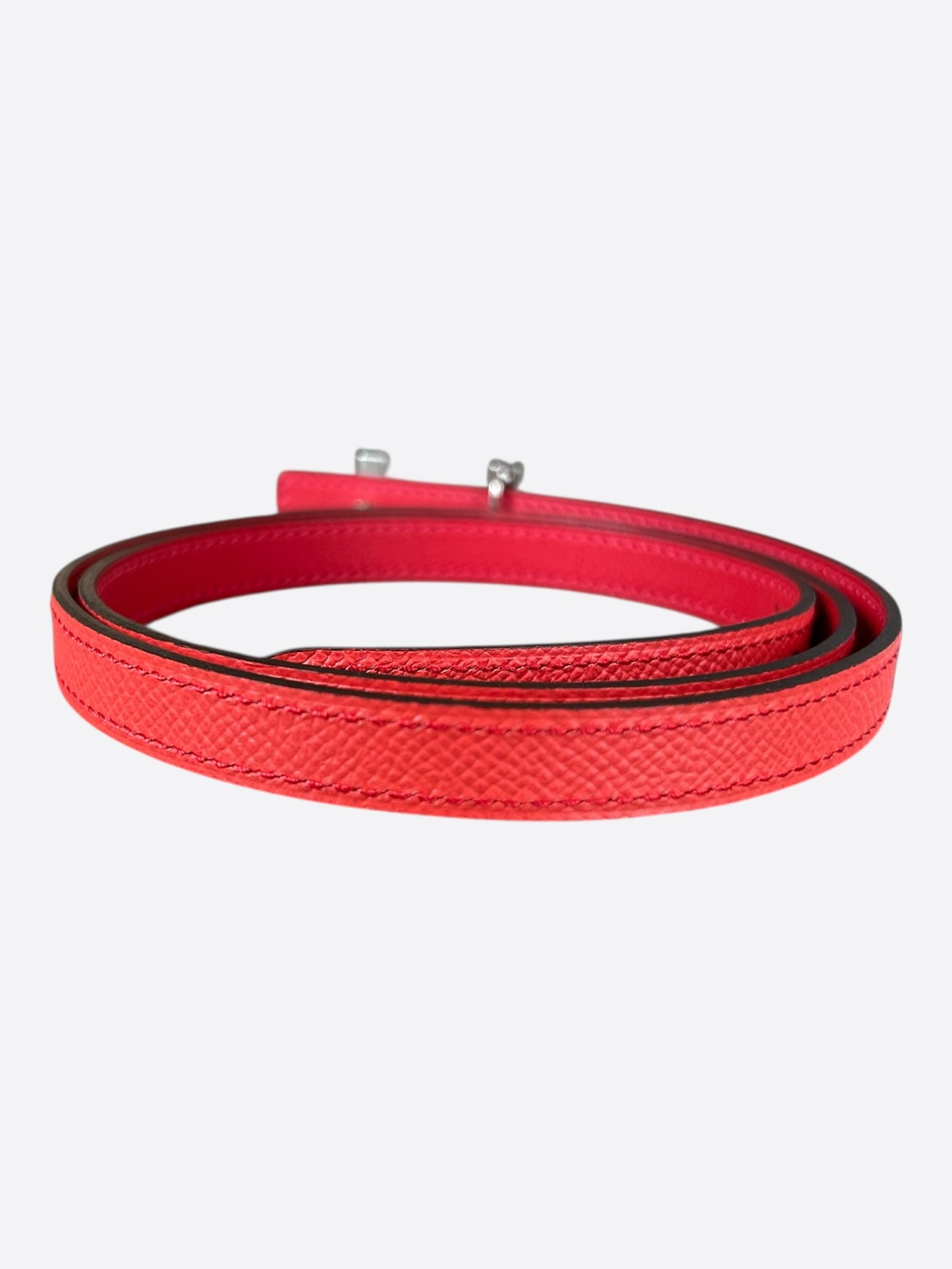 Hermes Pink Epsom & Palladium Mini Constance Belt