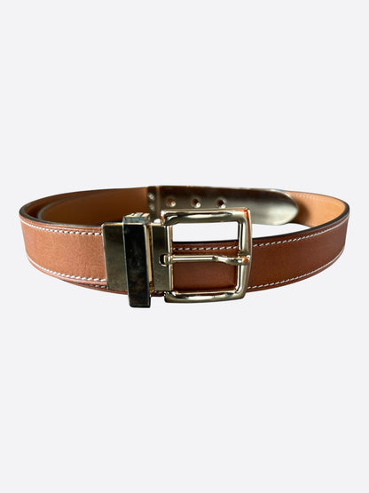 Hermes Brown & Palladium Bout Métal Belt