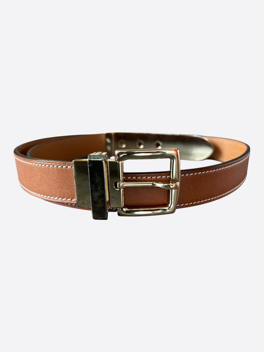 Hermes Brown & Palladium Bout Métal Belt