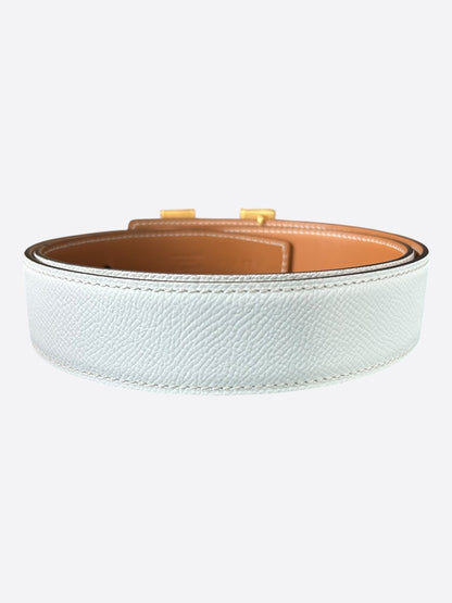 Hermes White & Brown Gold Constance Reversible Belt