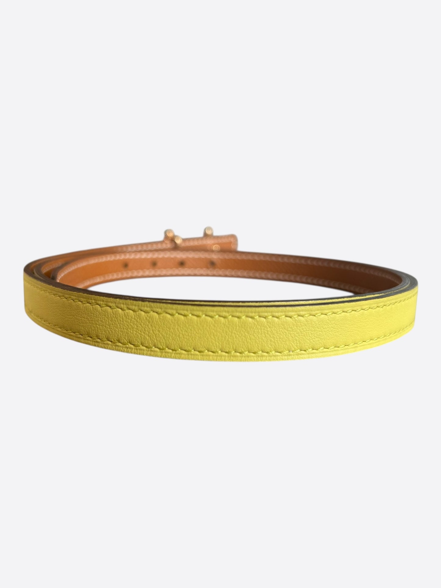 Hermes Yellow & Brown Gold Mini Gamma Reversible Belt