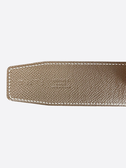Hermes Etopue & Brown Palladium Reversible H Belt