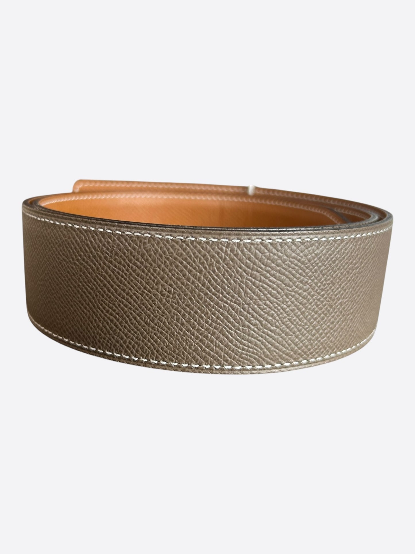 Hermes Etopue & Brown Palladium Reversible H Belt