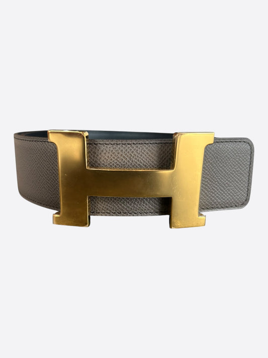 Hermes Etoupe & Black Gold Reversible Constance Belt