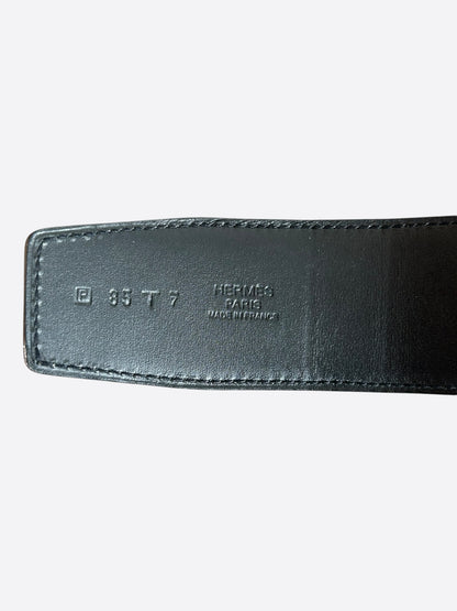 Hermes Etoupe & Black Gold Reversible Constance Belt