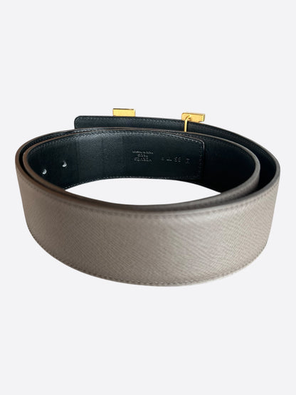 Hermes Etoupe & Black Gold Reversible Constance Belt