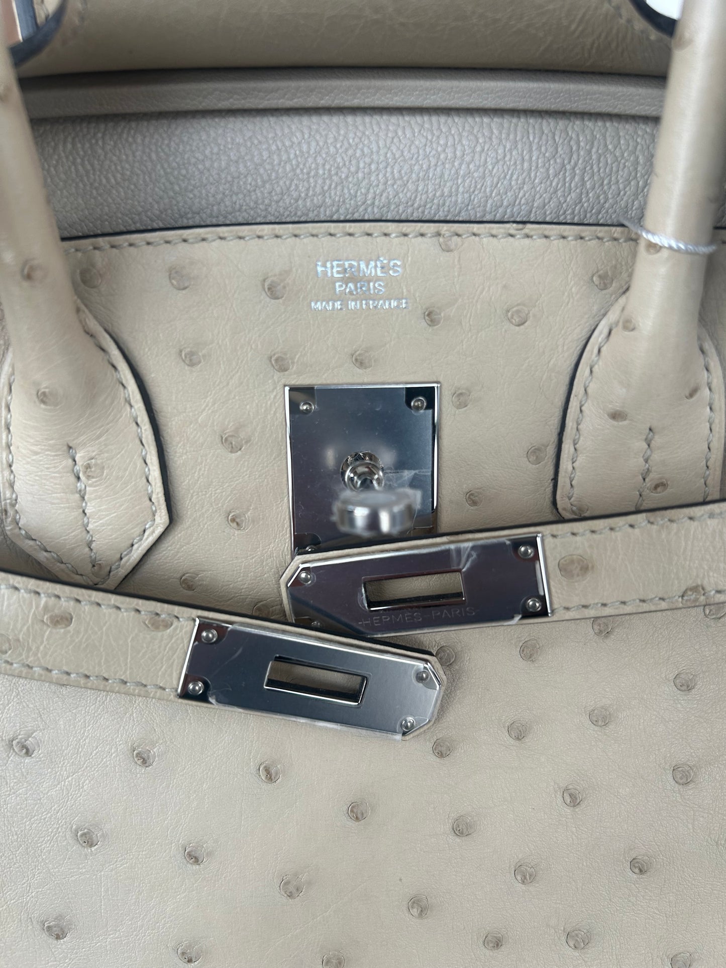 Hermes Cream Ostrich & Palladium Hardware Birkin 30