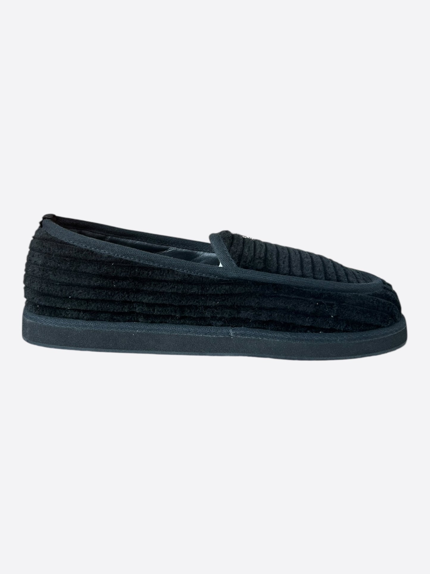 Chrome Hearts Black Corduroy Dagger Slippers